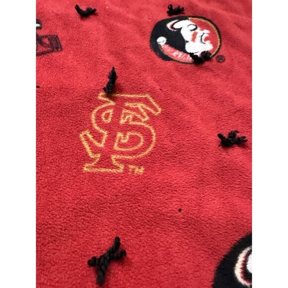 OOAk FSU Seminoles Handmade Crazy Quilt Blanket 72x44 Fleece Football Reversible - Picture 16 of 16